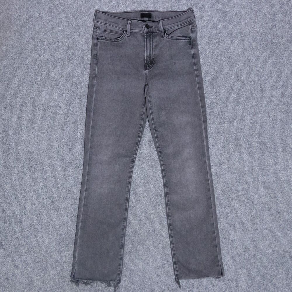 Mother Rascal Ankle Snippet Dear Mr Black Wash Frayed Stretch Jeans Womens 27x26